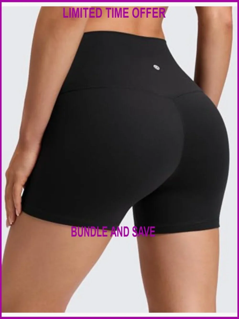 Butterluxe No Front Seam Biker Shorts 4" High Waisted Lounge Pilates Workout - Picture 2 of 5